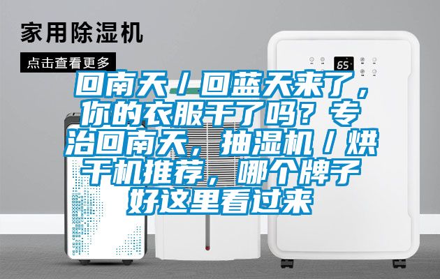 回南天／回蓝天来了，你的衣服干了吗？专治回南天，抽湿机／烘干机推荐，哪个牌子好这里看过来